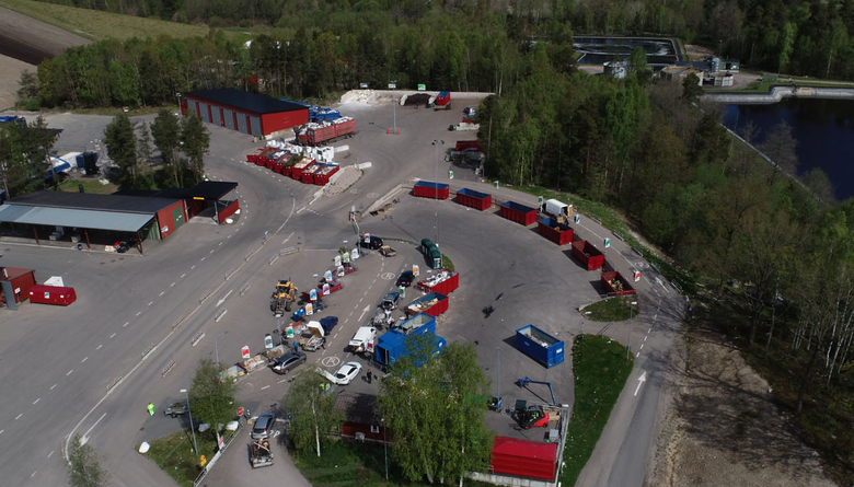 Flygfoto över återvinningscentralen i Vankiva